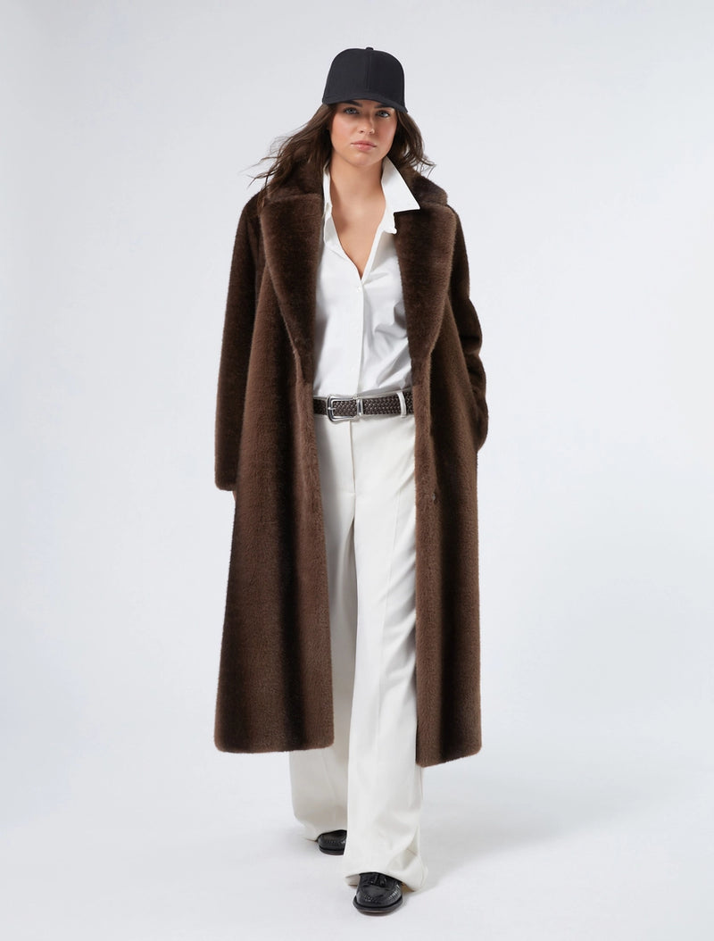 Cappotto lungo dalla texture soffice - MARRONE PERSONA BY MARINA RINALDI