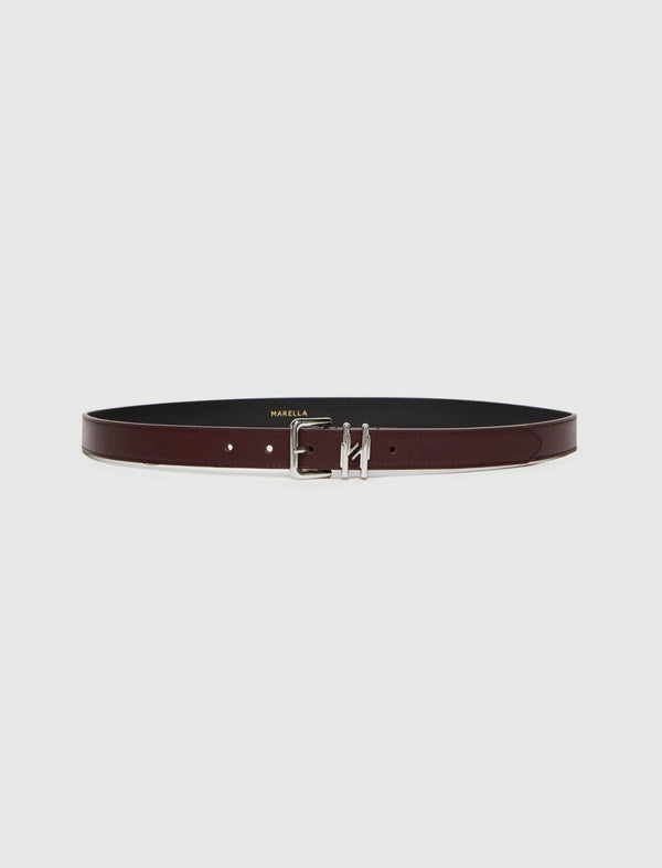 Cintura in pelle con passante - BORDEAUX MARELLA MONOCHROME