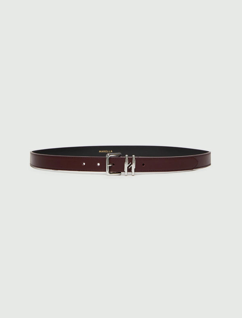 Cintura in pelle con passante - BORDEAUX MARELLA MONOCHROME