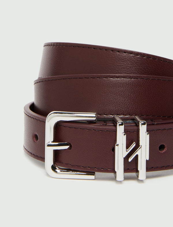 Cintura in pelle con passante - BORDEAUX MARELLA MONOCHROME