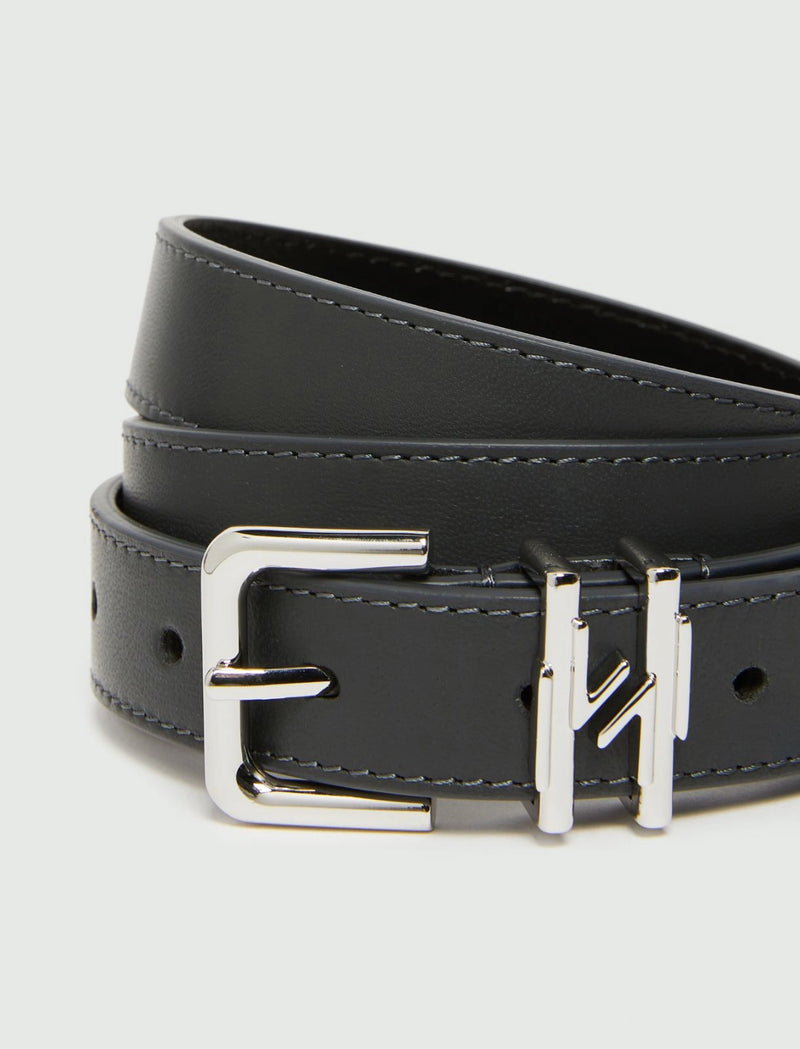 Cintura in pelle con passante - ANTRACITE MARELLA MONOCHROME