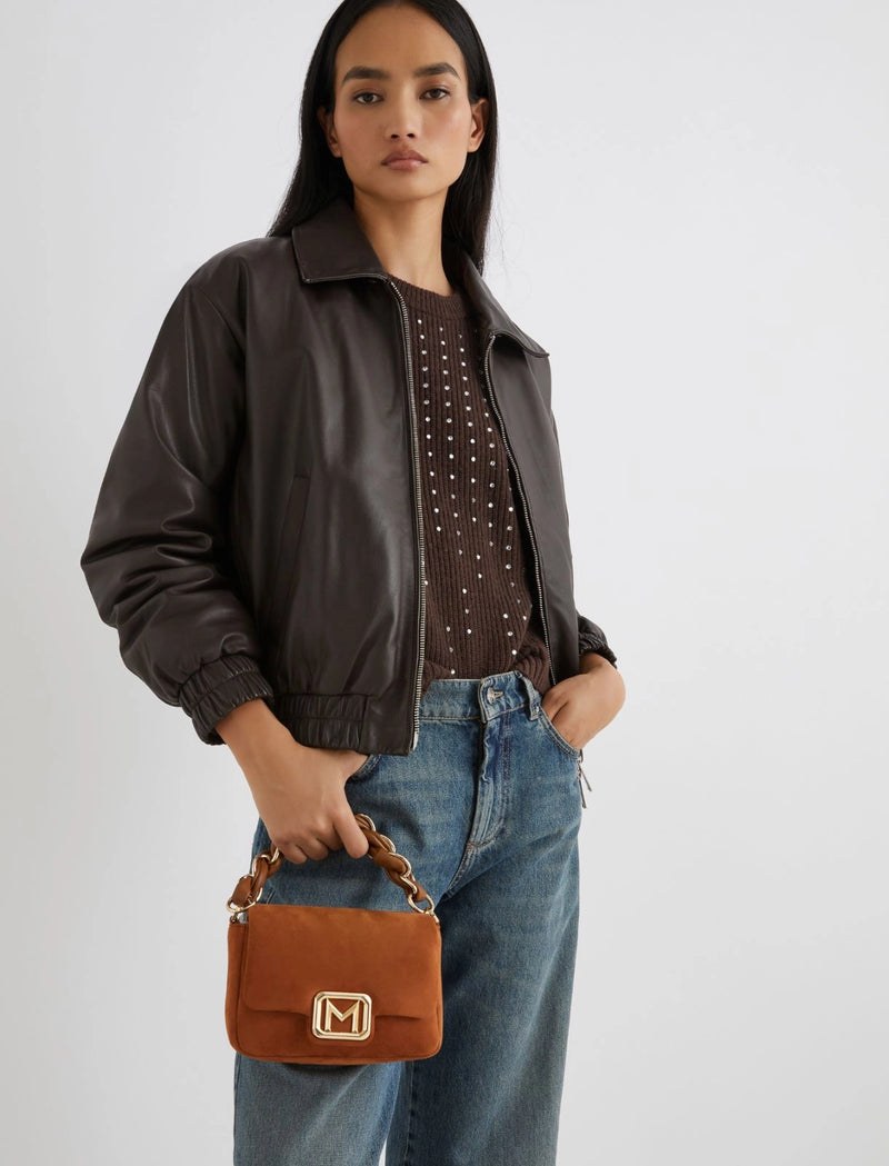 Borsa Le Muse small in tessuto scamosciato - CUOIO MARELLA