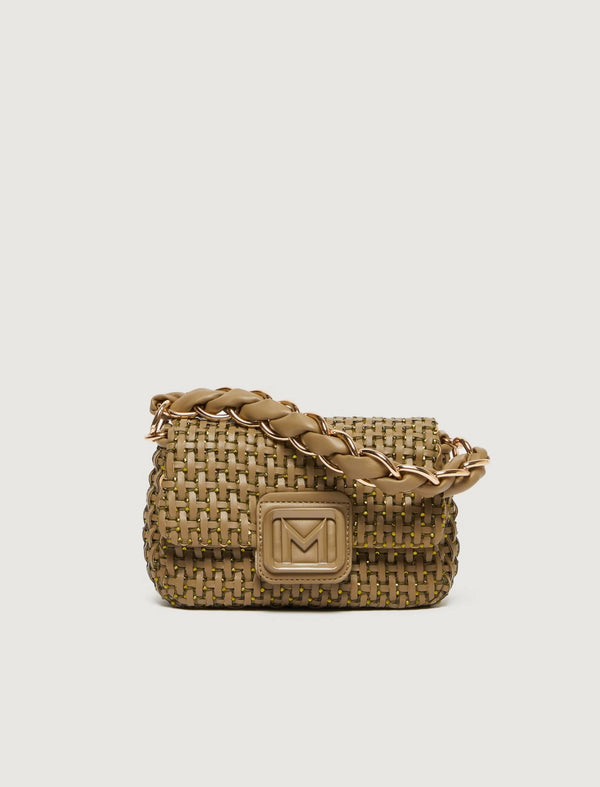 Borsa Le Muse small con intreccio e strass - VERDE KAKI MARELLA