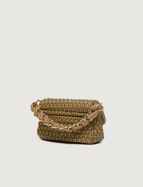 Borsa Le Muse small con intreccio e strass - VERDE KAKI MARELLA