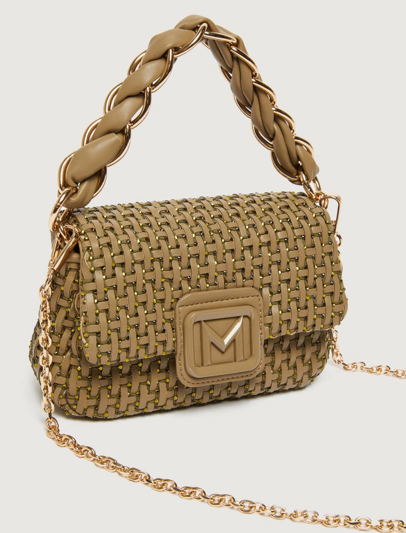 Borsa Le Muse small con intreccio e strass - VERDE KAKI MARELLA