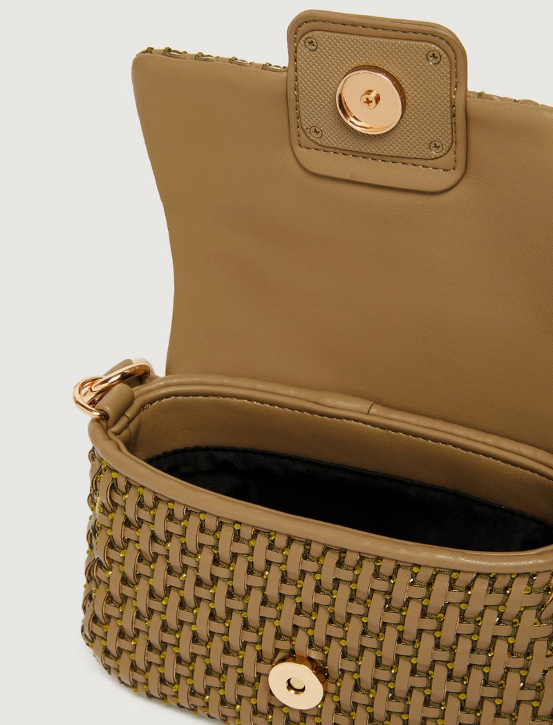 Borsa Le Muse small con intreccio e strass - VERDE KAKI MARELLA