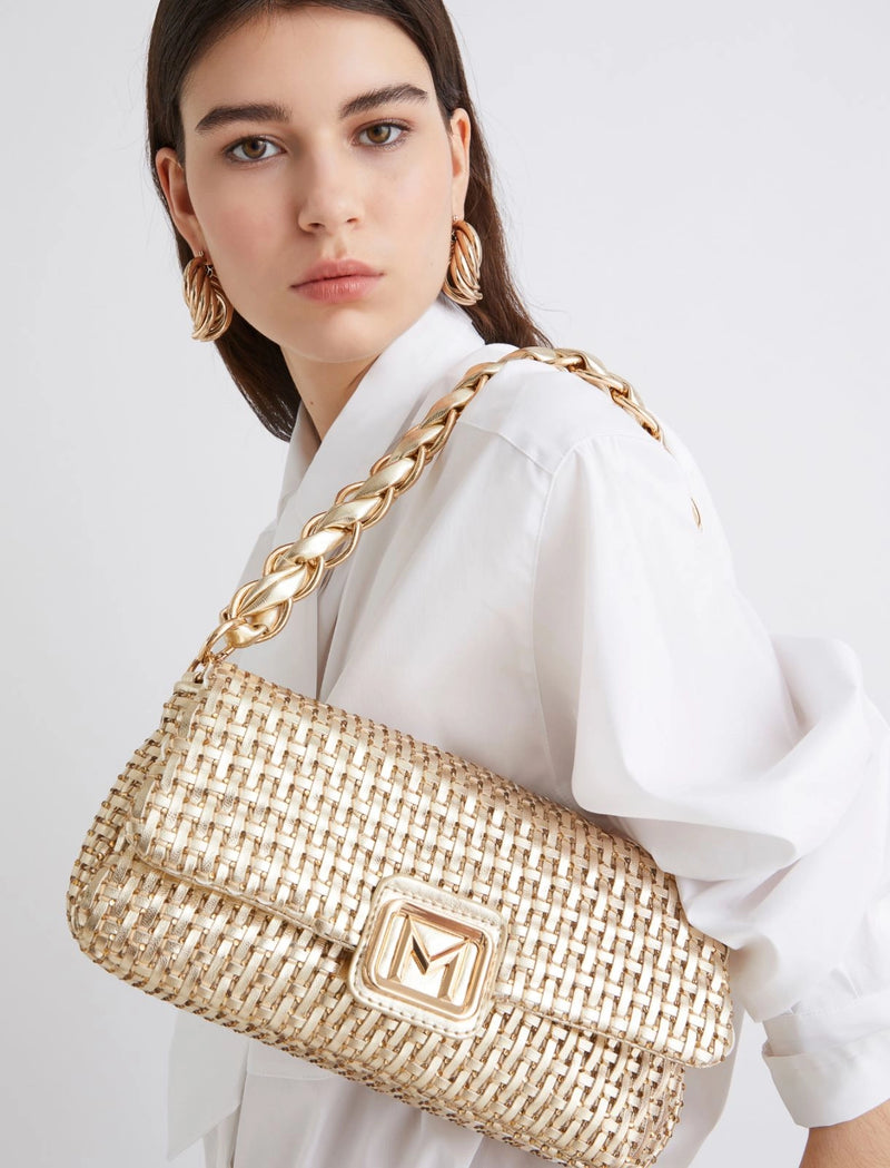 Borsa Le Muse medium con intreccio e strass - ORO MARELLA