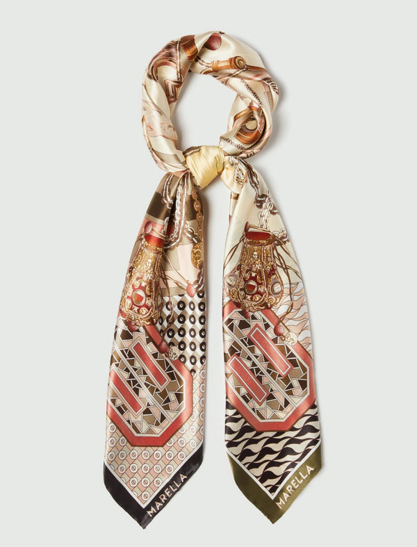 Foulard in raso di seta - VERDE KAKI MARELLA