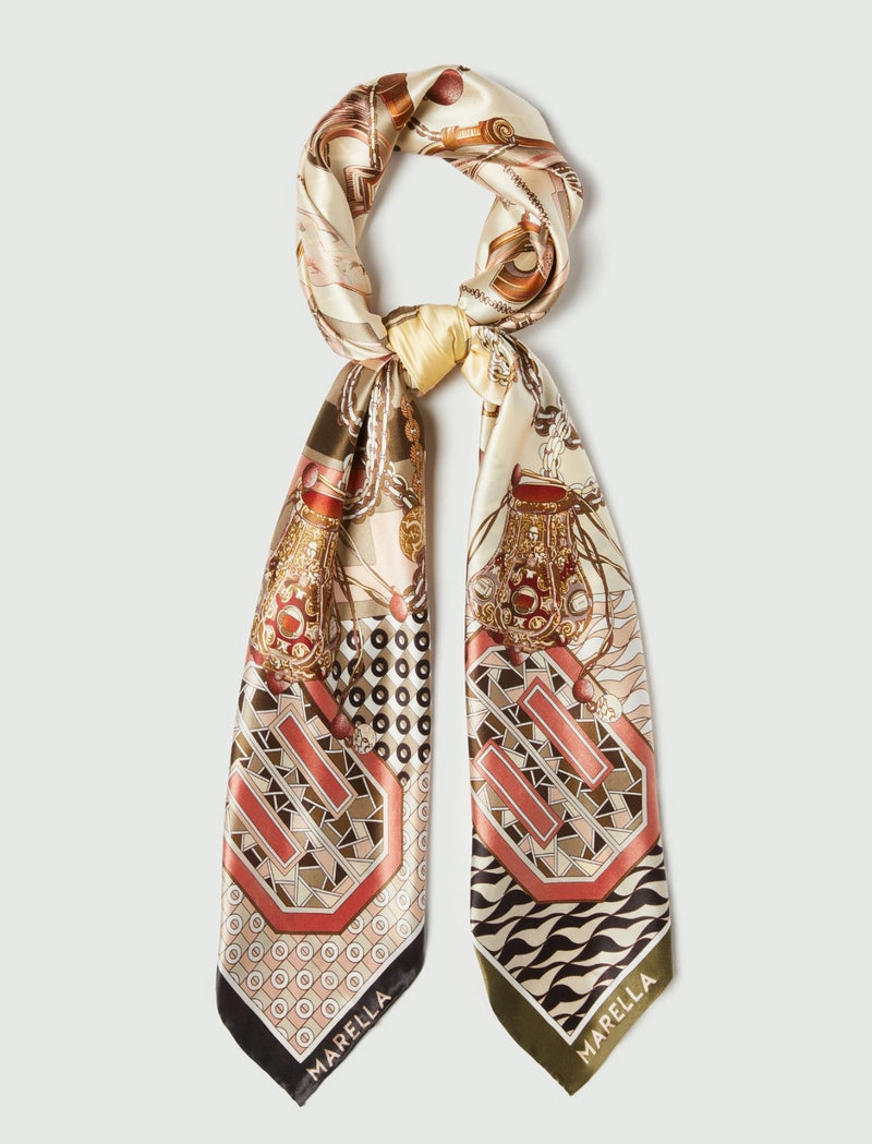 Foulard in raso di seta - VERDE KAKI MARELLA