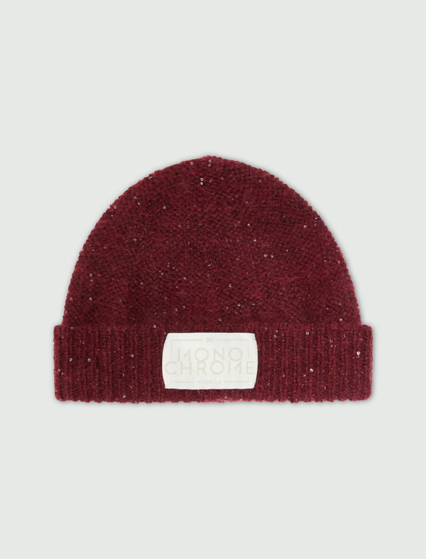 Berretto in misto cashmere con paillette - BORDEAUX MARELLA MONOCHROME