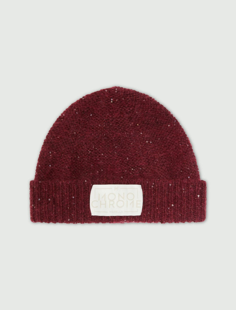 Berretto in misto cashmere con paillette - BORDEAUX MARELLA MONOCHROME