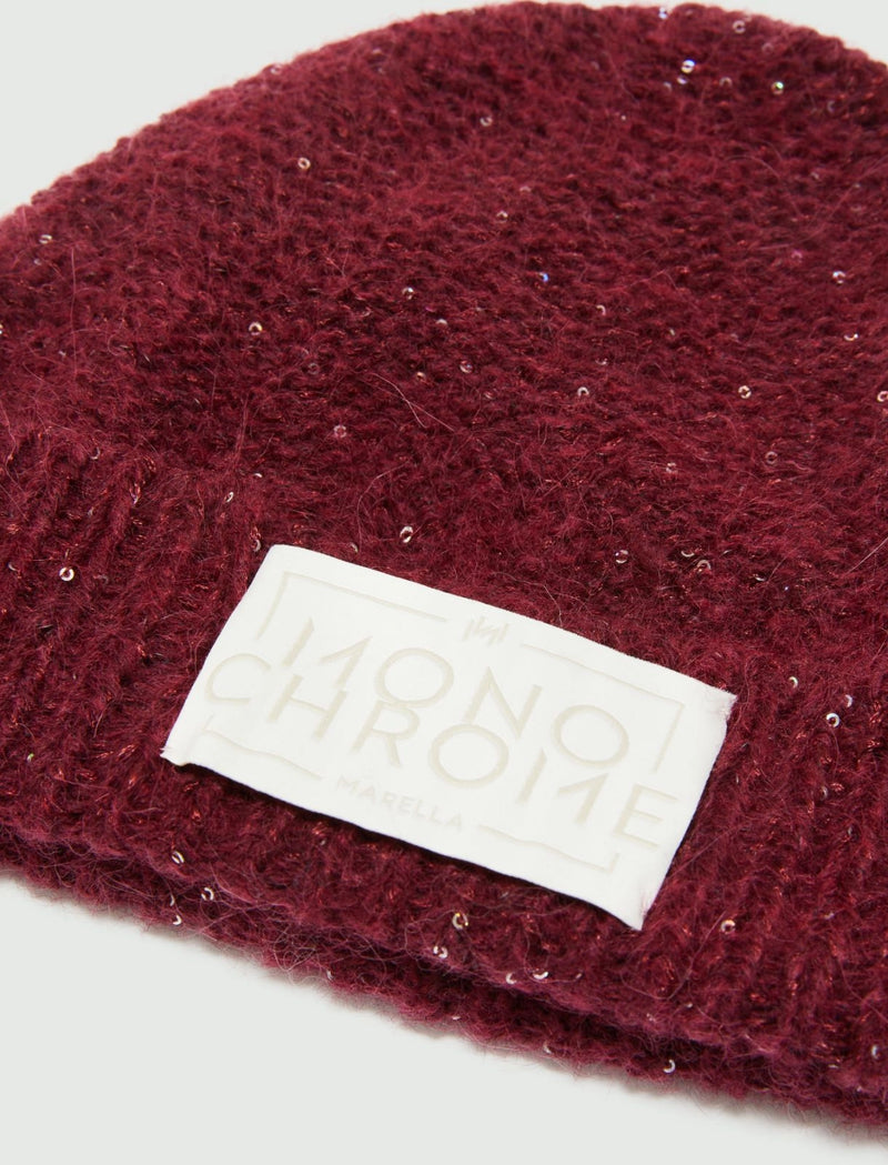 Berretto in misto cashmere con paillette - BORDEAUX MARELLA MONOCHROME