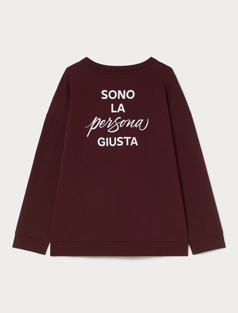 Felpa in cotone con stampa - ROSSO MARRONE PERSONA BY MARINA RINALDI