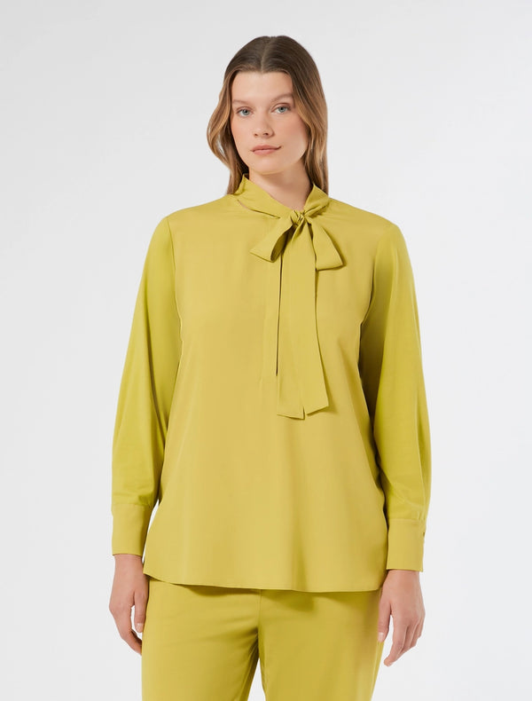 Blusa in jersey e misto seta - VERDE ACIDO PERSONA BY MARINA RINALDI