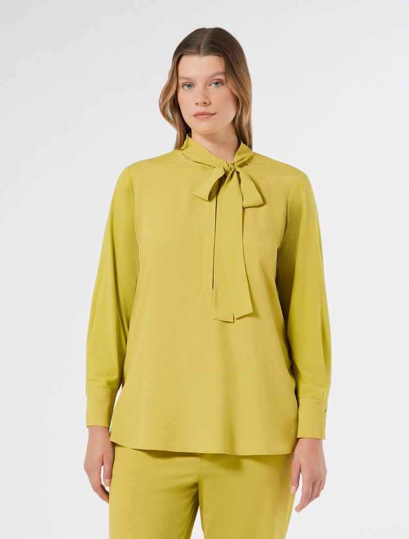 Blusa in jersey e misto seta - VERDE ACIDO PERSONA BY MARINA RINALDI