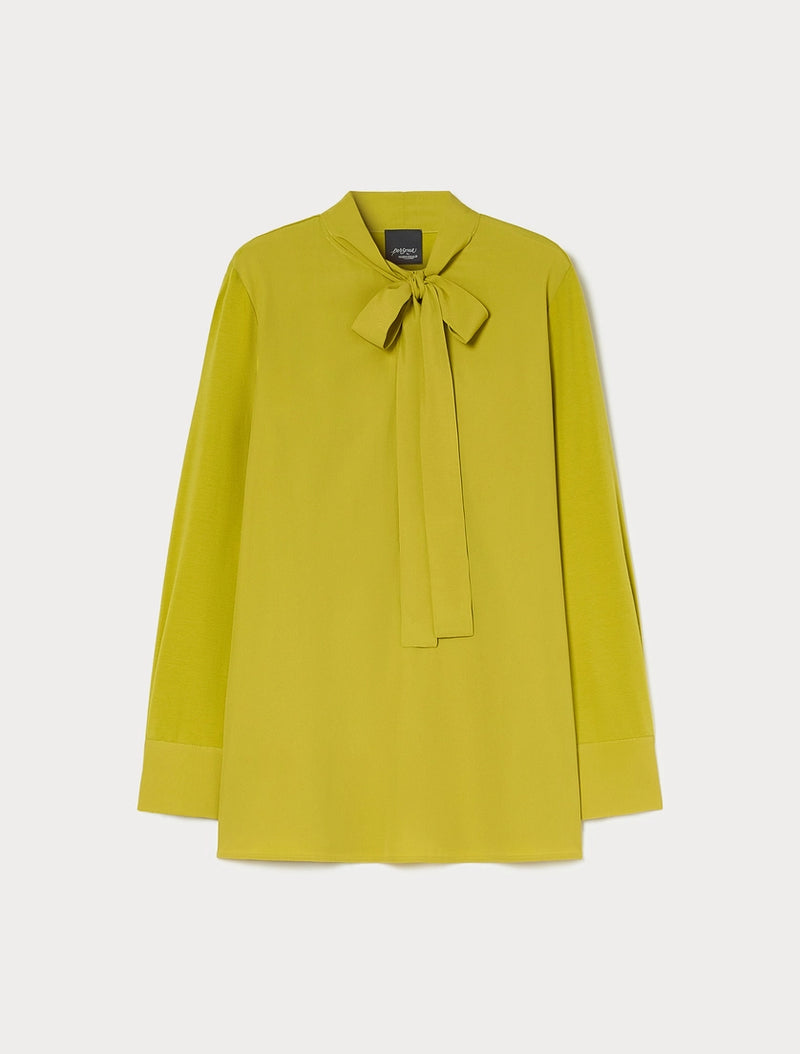 Blusa in jersey e misto seta - VERDE ACIDO PERSONA BY MARINA RINALDI