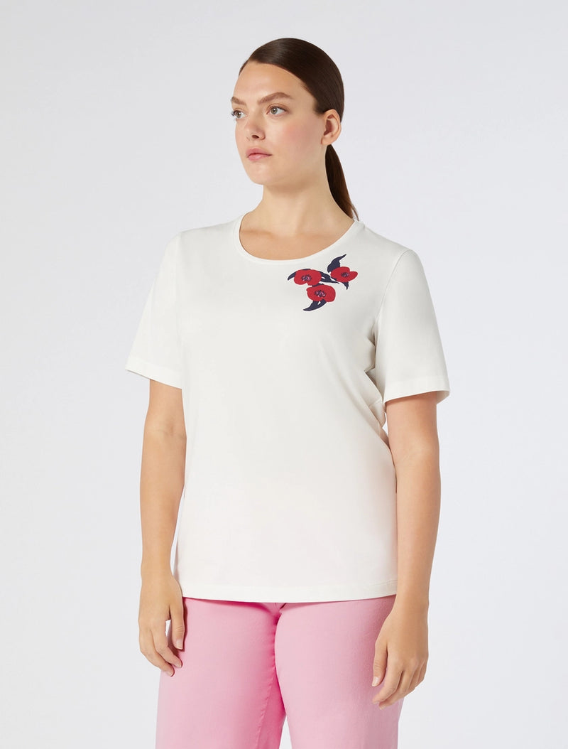 T-shirt in jersey stampato con ricami PERSONA BY MARINA RINALDI