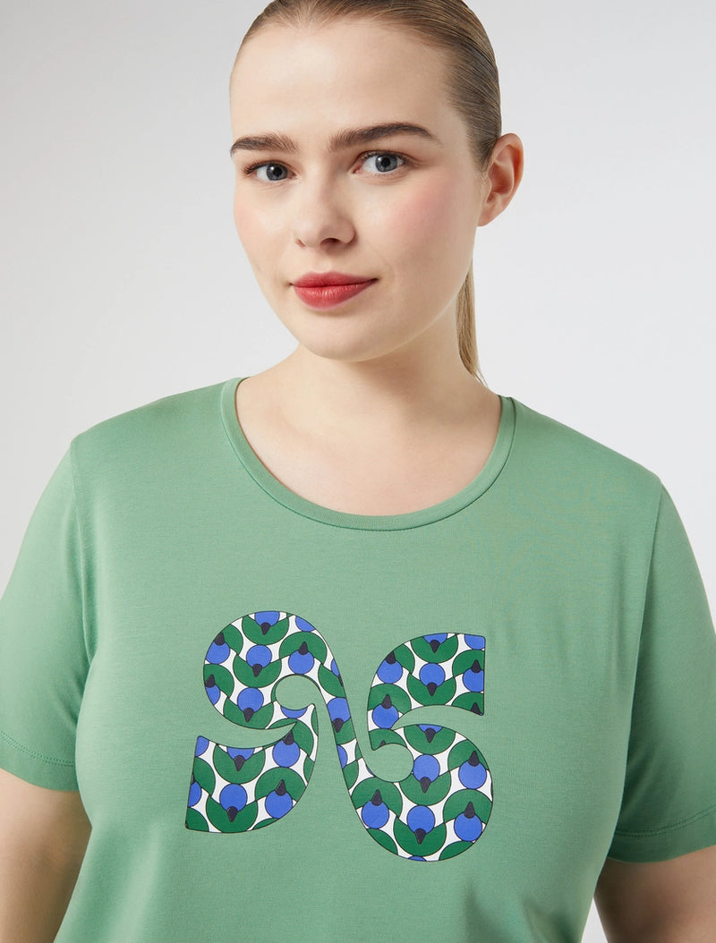 T-shirt in jersey stampato con ricami PERSONA BY MARINA RINALDI