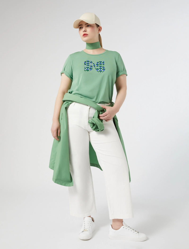 T-shirt in jersey stampato con ricami PERSONA BY MARINA RINALDI