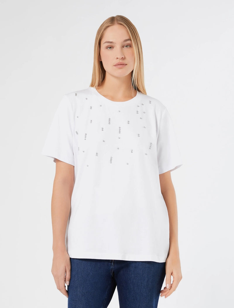 T-shirt in jersey di cotone stretch - BIANCO OTTICO PERSONA BY MARINA RINALDI