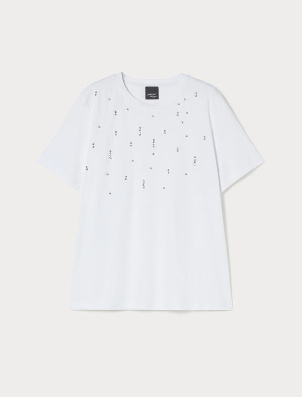 T-shirt in jersey di cotone stretch - BIANCO OTTICO PERSONA BY MARINA RINALDI