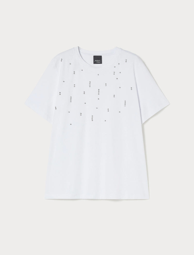 T-shirt in jersey di cotone stretch - BIANCO OTTICO PERSONA BY MARINA RINALDI