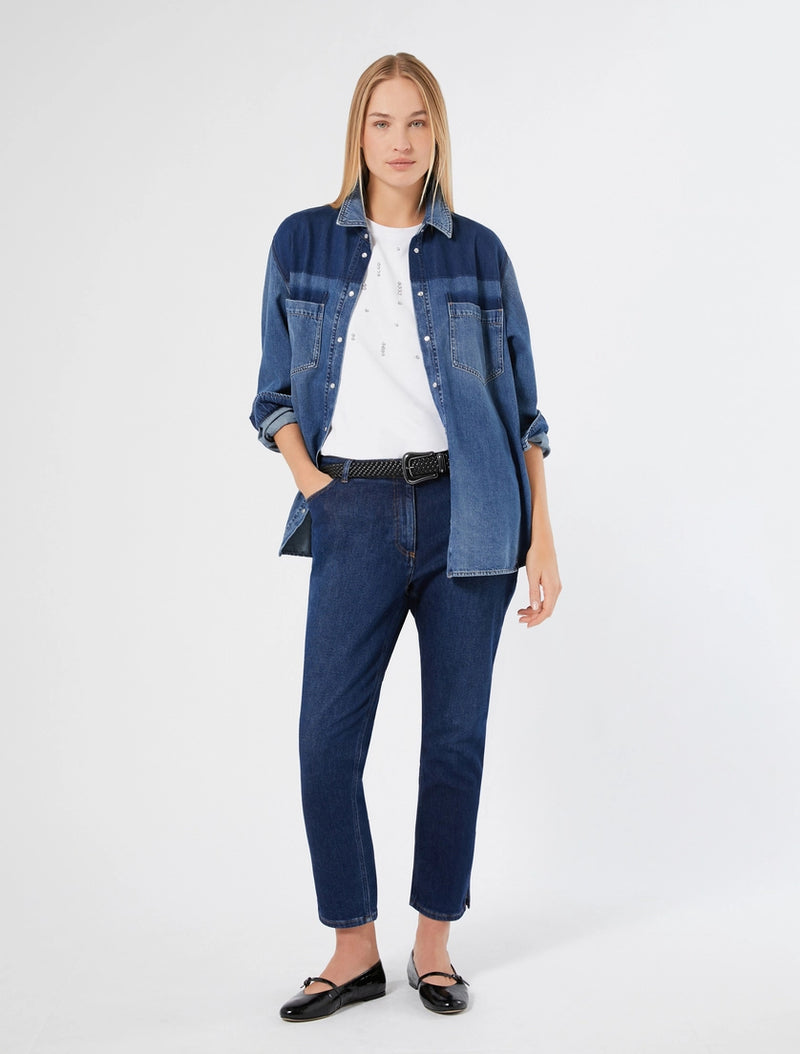 T-shirt in jersey di cotone stretch - BIANCO OTTICO PERSONA BY MARINA RINALDI