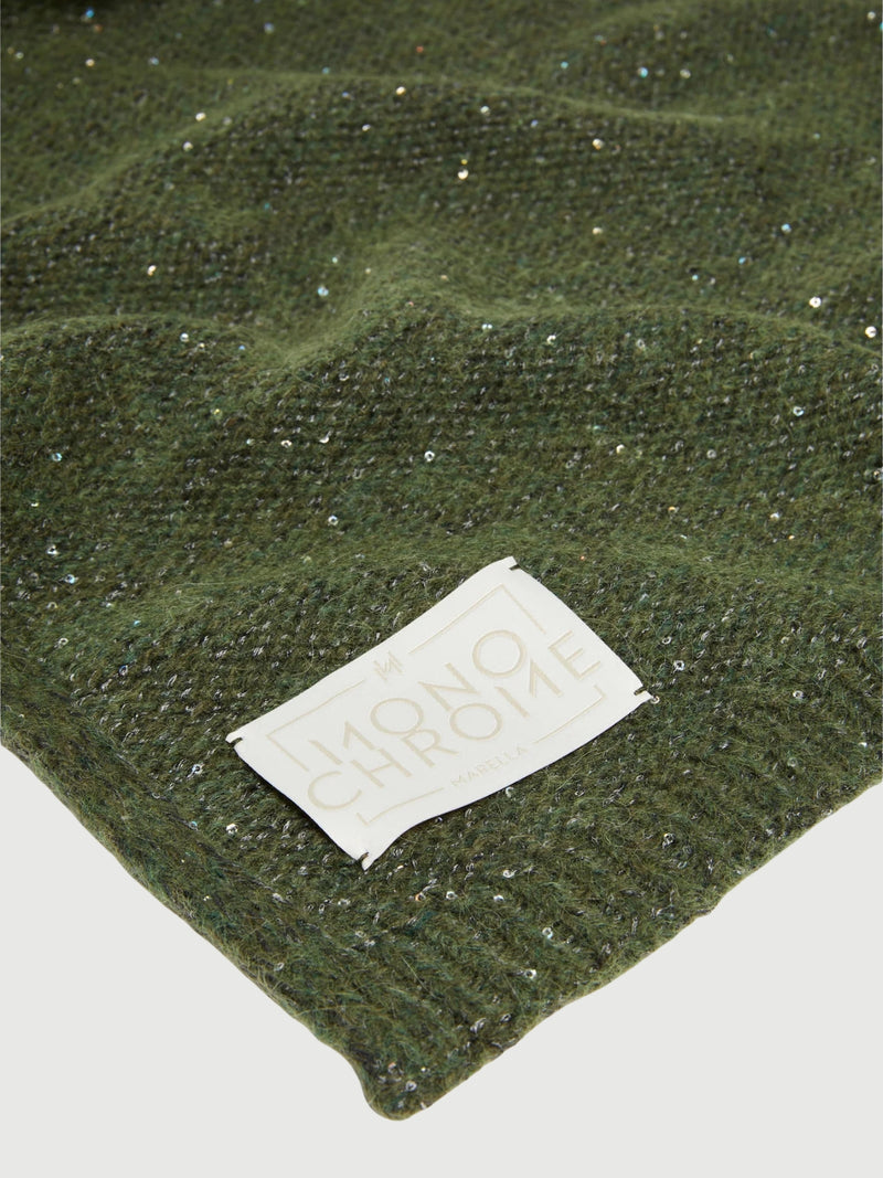 Sciarpa in misto cashmere con paillette - VERDE OLIVA MARELLA MONOCHROME