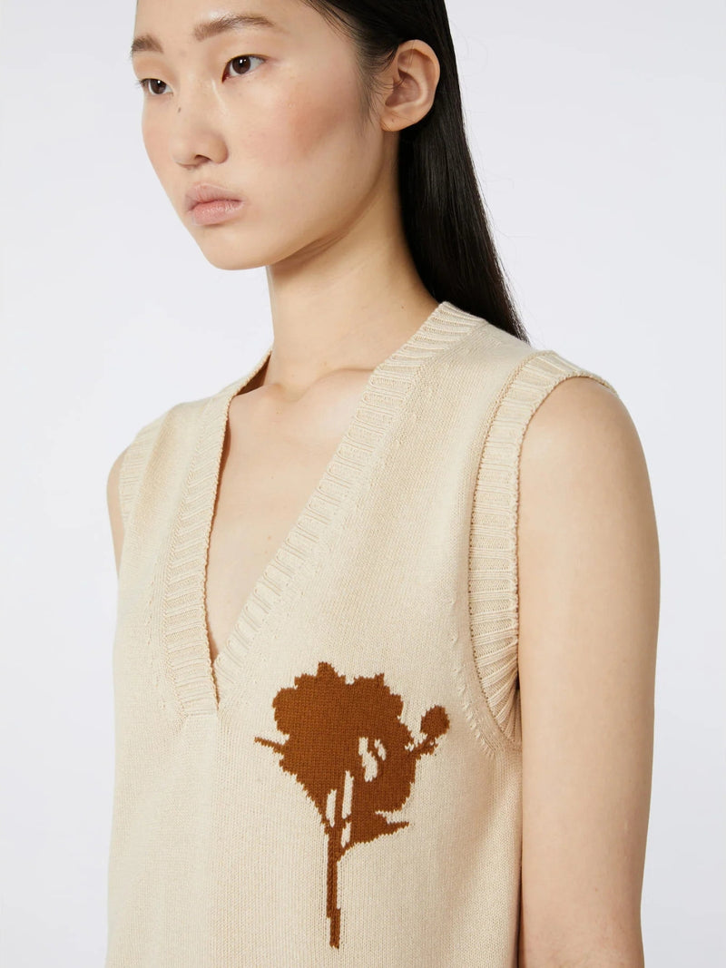 Gilet in filato di puro cotone con scollo a V MAXMARA MM