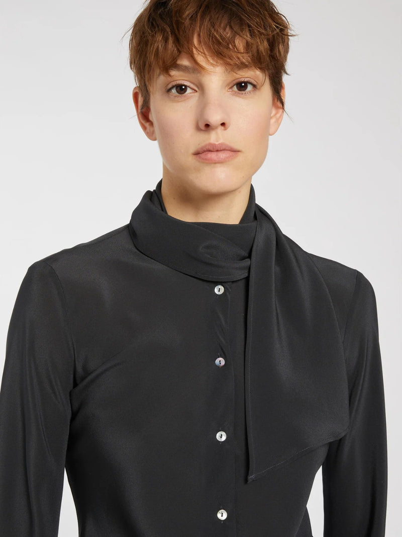 Camicia in crêpe de Chine di pura seta - ANTRACITE MARELLA MONOCHROME