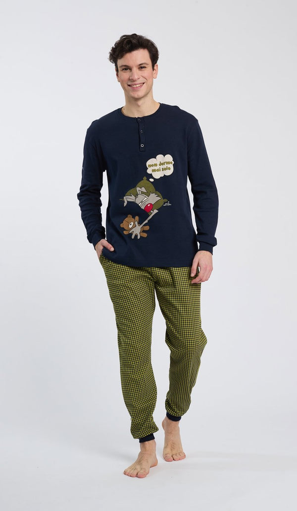 PIGIAMA SERAFINO UOMO - NON DORMO SOLO HAPPY PEOPLE