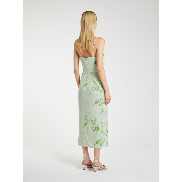Abito in satin stampato - Verde Marella