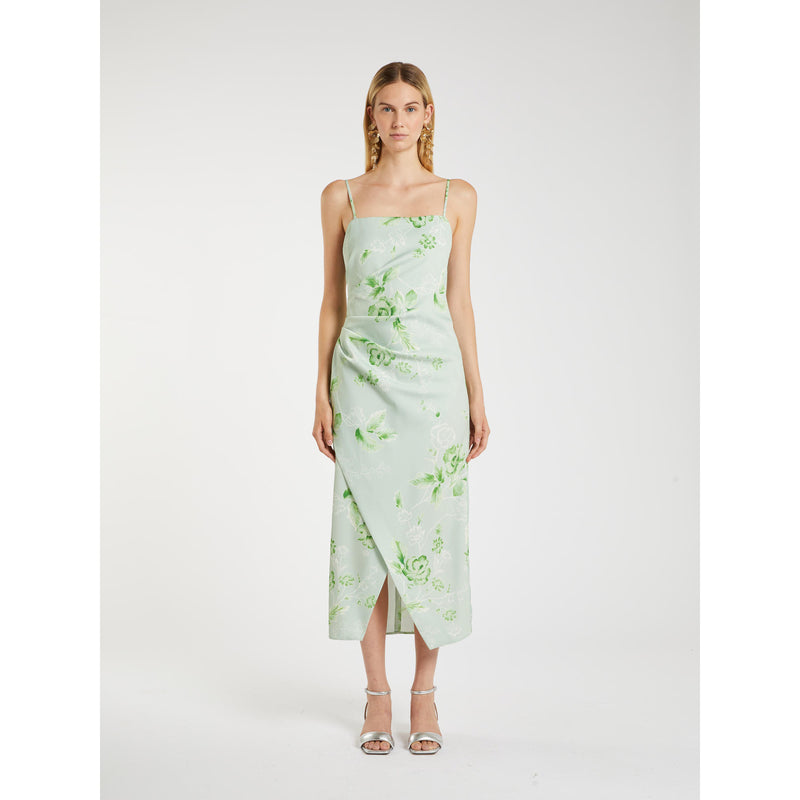 Abito in satin stampato - Verde Marella