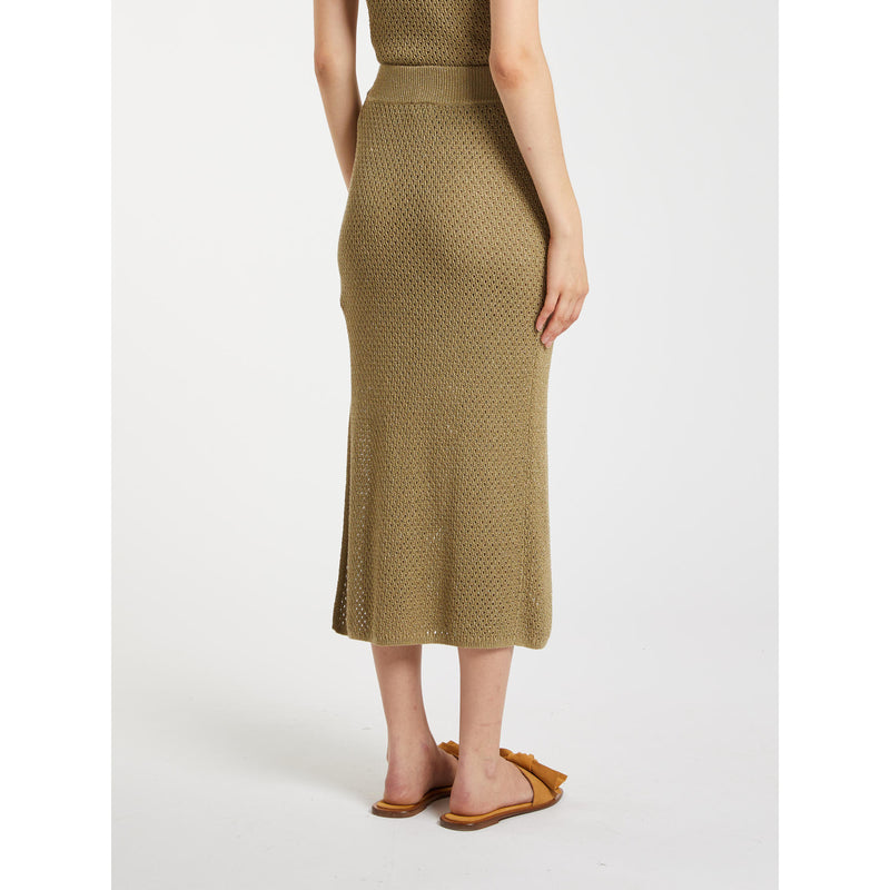 Gonna longuette in maglia - kaki MARELLA