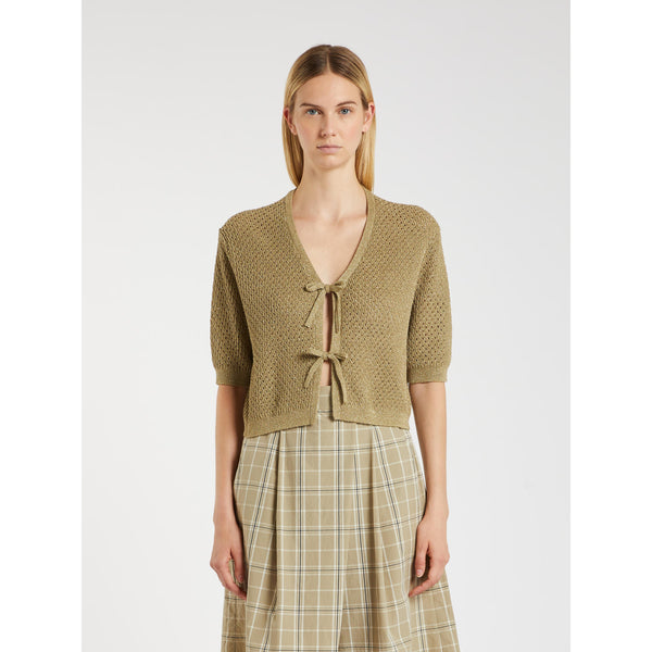 Cardigan crop in misto lino - kaki MARELLA