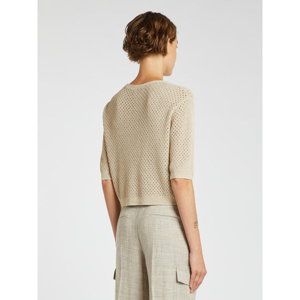 Cardigan crop in misto lino - BEIGE MARELLA