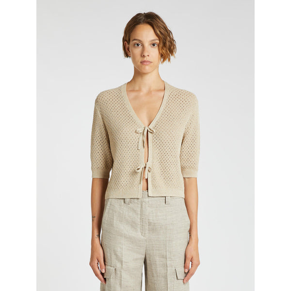 Cardigan crop in misto lino - BEIGE MARELLA