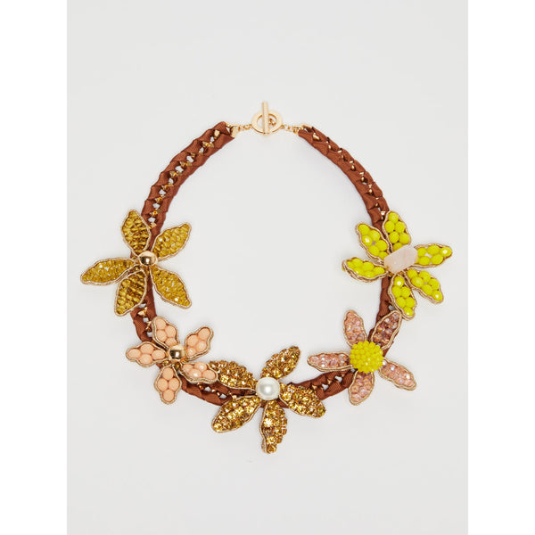 Collana con fiori ricamati e bead - GIALLO Marella