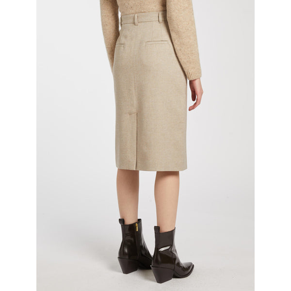 Gonna dal fit dritto in misto lana e cotone - BEIGE MARELLA