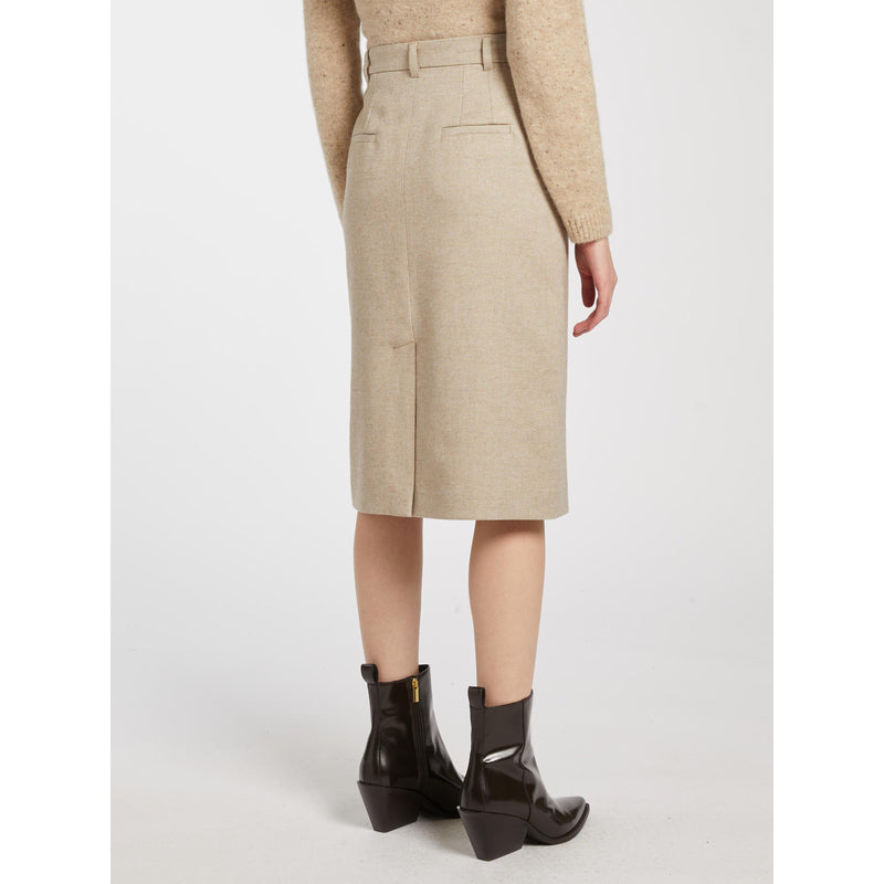 Gonna dal fit dritto in misto lana e cotone - BEIGE MARELLA