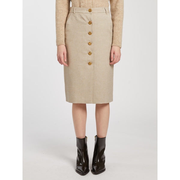 Gonna dal fit dritto in misto lana e cotone - BEIGE MARELLA