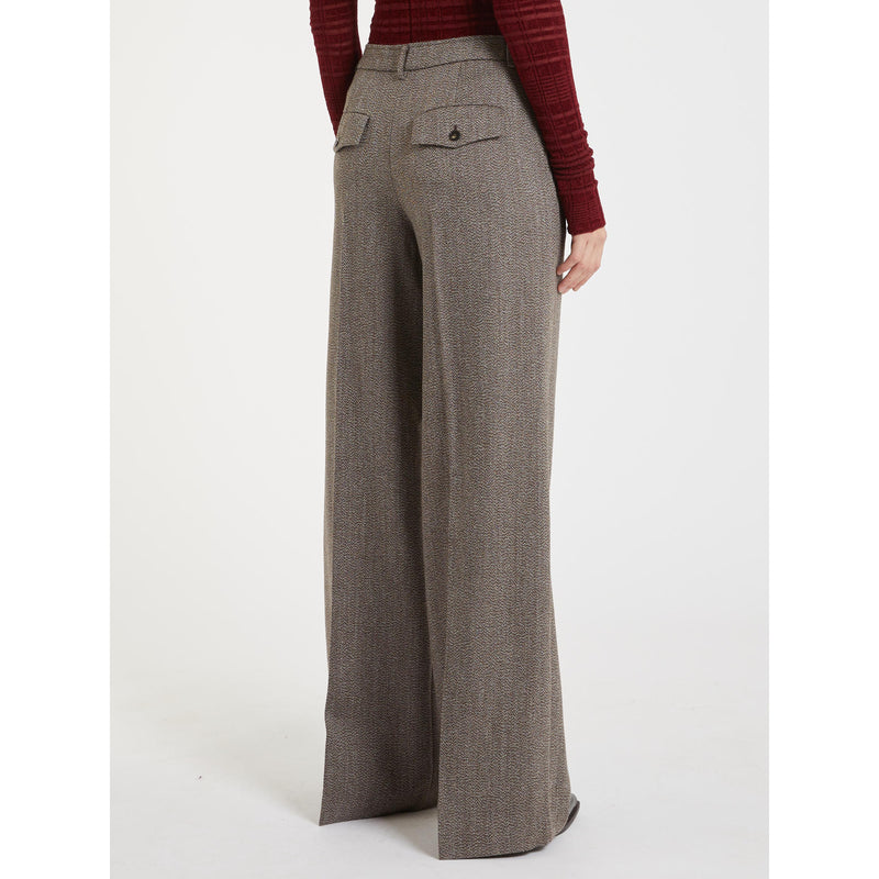 Pantalone in pura lana mouliné semi foderato - MARRONE MARELLA
