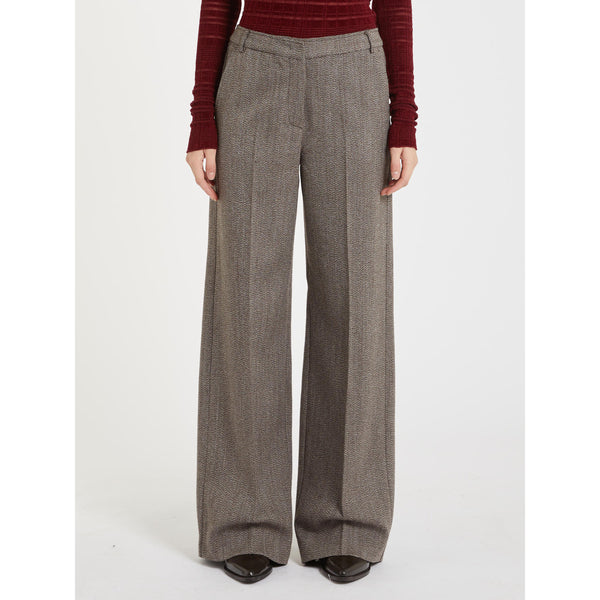 Pantalone in pura lana mouliné semi foderato - MARRONE MARELLA