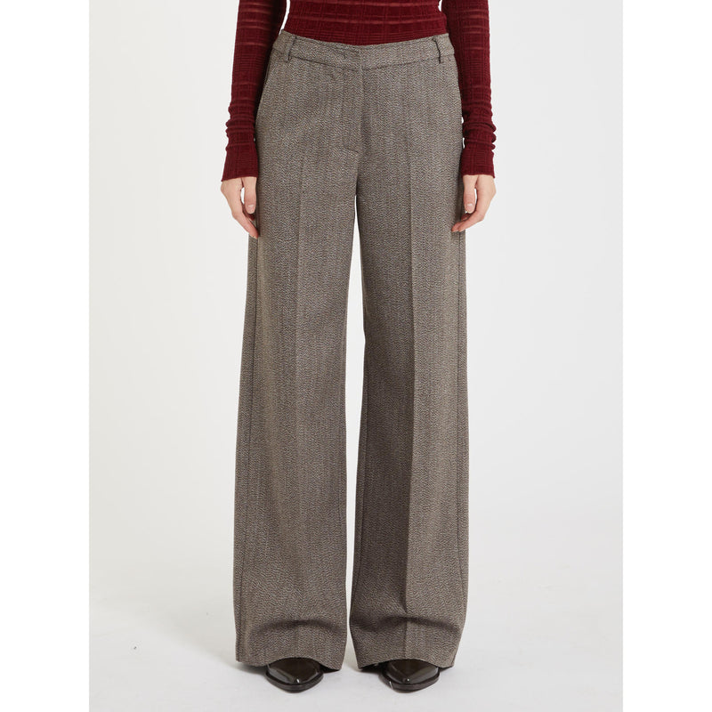 Pantalone in pura lana mouliné semi foderato - MARRONE MARELLA