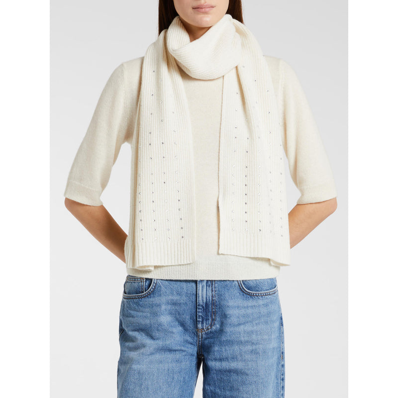 Sciarpa in maglia con strass - AVORIO MARELLA
