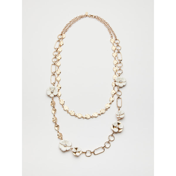 Collana doppio giro con catena martellata - BIANCO E ORO MARELLA