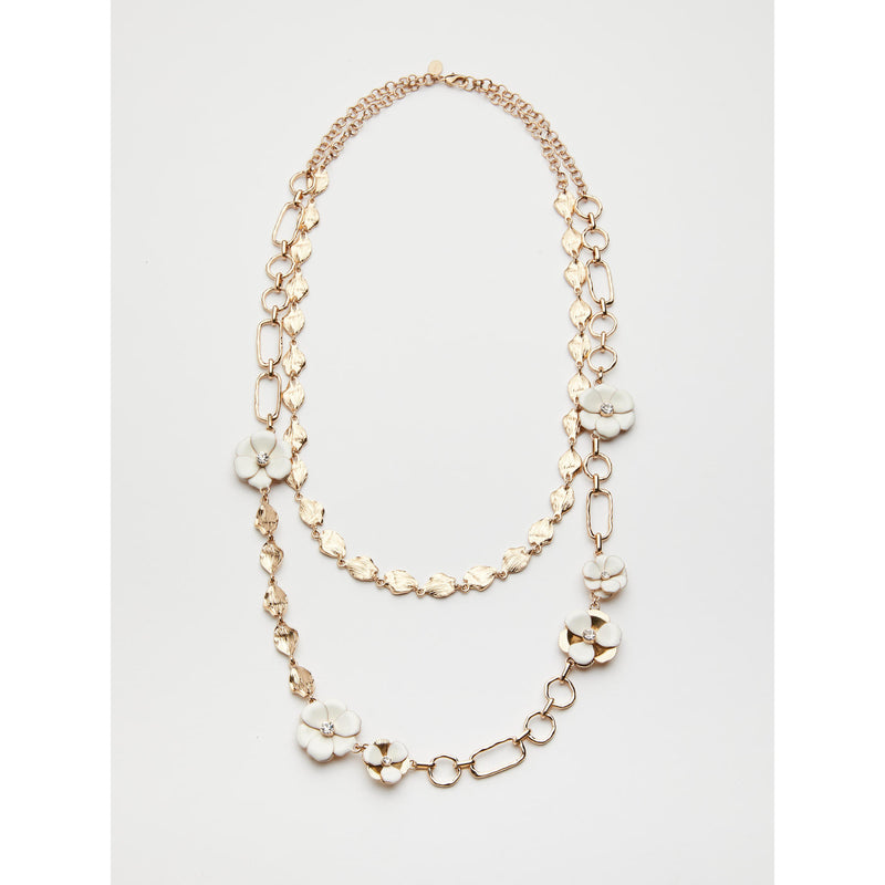 Collana doppio giro con catena martellata - BIANCO E ORO MARELLA