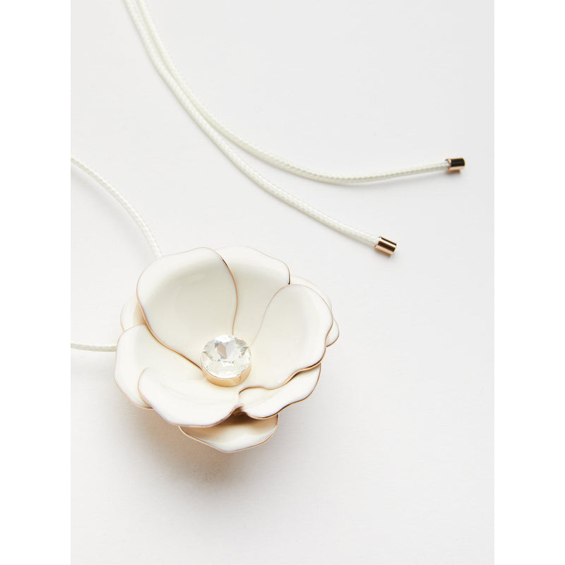 Collana con fiore di metallo smaltato - BIANCO MARELLA