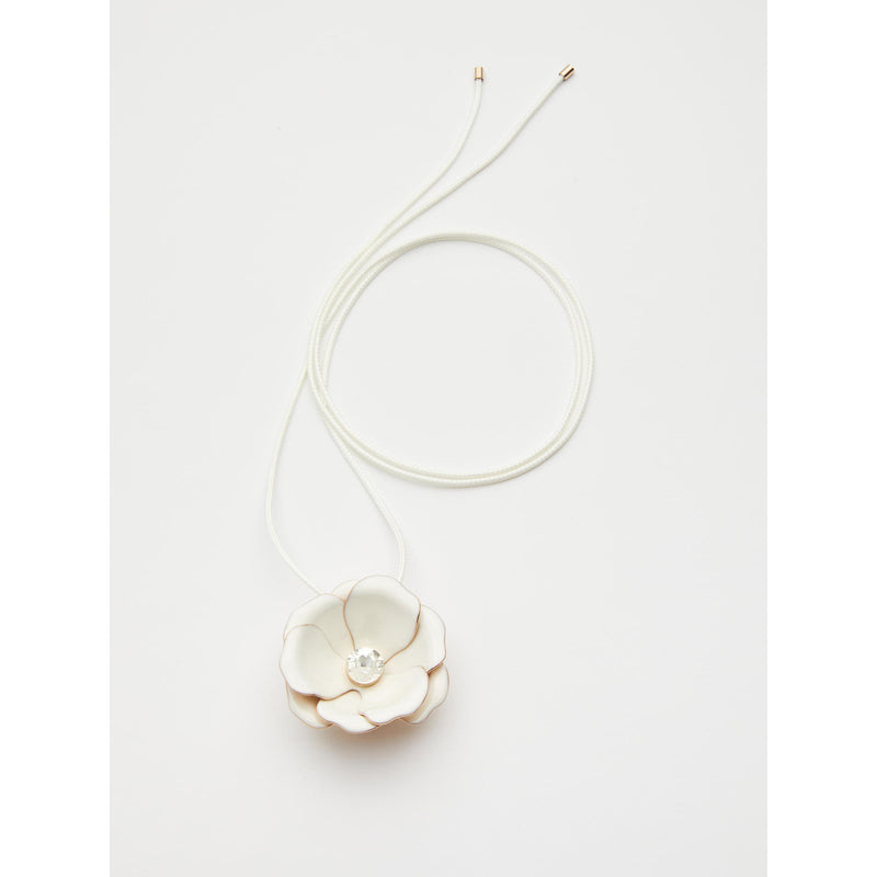 Collana con fiore di metallo smaltato - BIANCO MARELLA