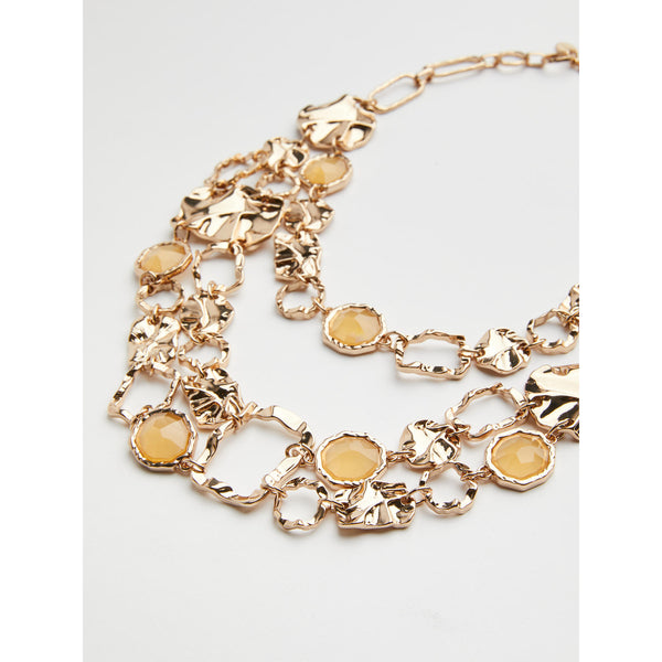 COLLANA MULTIGIRO CON ELEMENTI GEOMETRICI MARTELLATI - ORO MARELLA